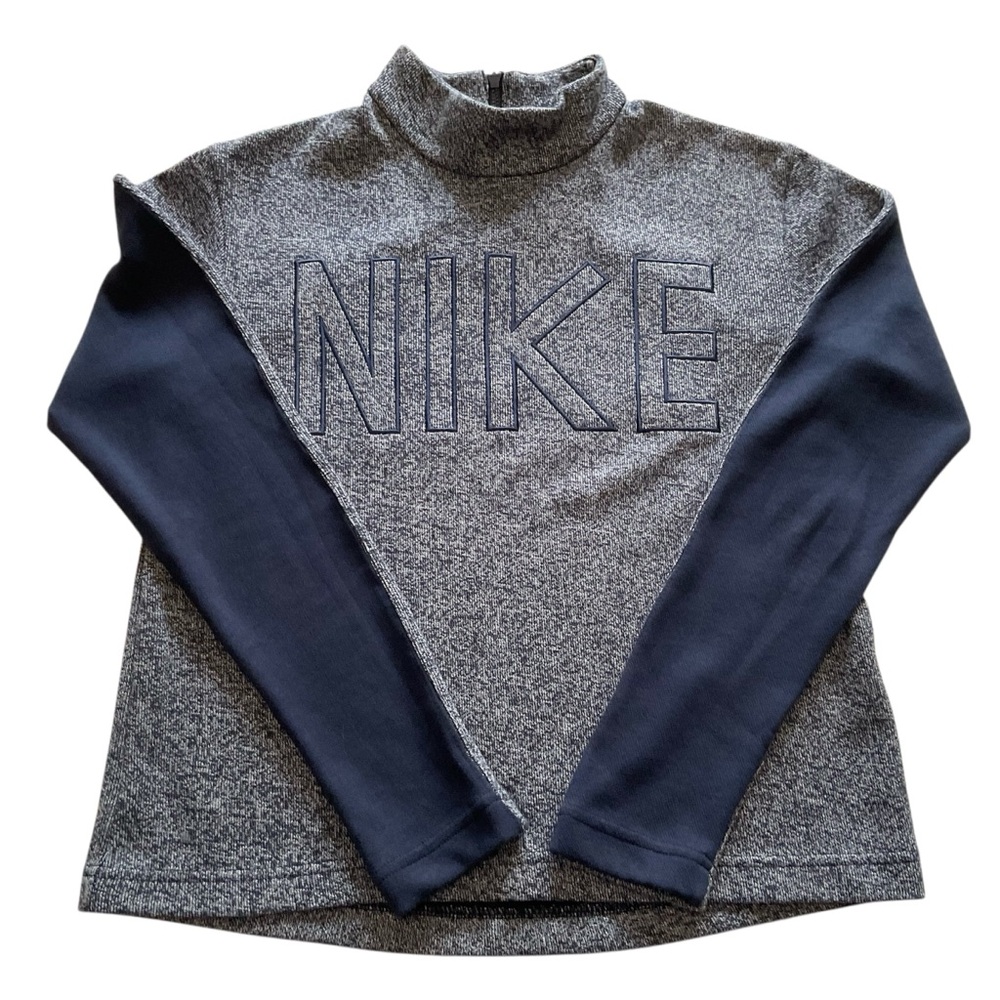 NIKE Knit Top Pullover Back Partial Zip Mock Neck Navy Unique 2017 Womens Sz XS